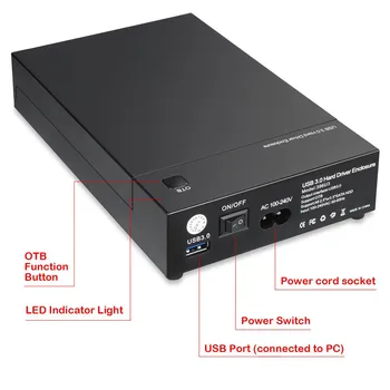 Ārējo Rīku Brīvas Cietā Diska Kameras USB 3.0 SATA dokstacija Par 2.5/3.5 Collu HDD, SSD Atbalsta UASP Automātiskā Miega režīms