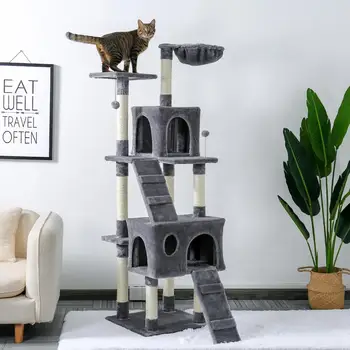 Ātra Piegāde Pet Cat Koka Rotaļlietas Condo Mājas Kaķiem Kaķēns Nesaskrāpē Amatu Rotaļlietas daudzlīmeņu Tower House Solid Stabila Mājas Ligzdas