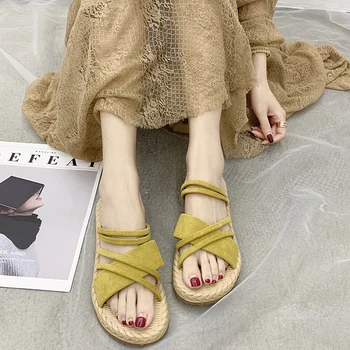 Čības Sieviešu 2020. Gada Vasaras Jaunā Modes Gladiator Tupele Krusta Vārdu neslīdoša Sieviešu Sandales Sieviete Paslīdēt Uz Dzīvokli Kurpes Izmērs 40