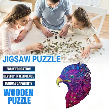 Ērglis Koka Nelegālo Puzzle 100 gabali Unikālo Dzīvnieku Formas Mozaīkas Attēlu Puzzle Dāvanu Pieaugušajiem Bērniem детские игрушки ir 2021. Jaunas