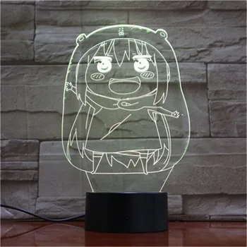 Ēsmas zivtiņu vadi Himouto Umaru-chan 3D Nakts Gaisma DIY LED Krāsa Mainās Apgaismojums Rīcības Attēls Rotaļlietas Bērniem Galda Lampa