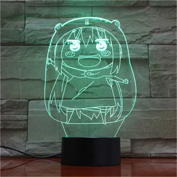 Ēsmas zivtiņu vadi Himouto Umaru-chan 3D Nakts Gaisma DIY LED Krāsa Mainās Apgaismojums Rīcības Attēls Rotaļlietas Bērniem Galda Lampa