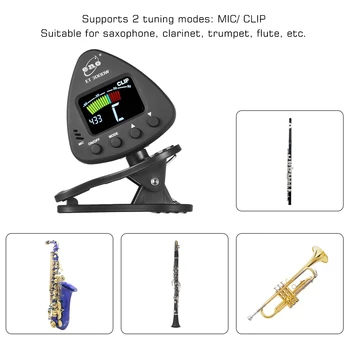 īno, ET 3000W Flauta Uztvērējs Pūšamie Instrumenti Uztvērējs Atbalsta Mic & Clip-Tuning Režīmi Saksofonu Klarnete Trompetes, Flautas