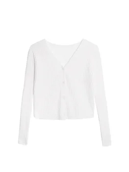 Īsas Jakas V-veida kakla Augstas Strench Sieviešu Džemperis ar garām Piedurknēm Apkakli, Streetwear 2020 