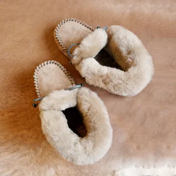 Īsta Āda ūdensizturīgs sieviešu dzīvoklis apavi ērti, ziemā silti dabīgās kažokādas sniega kurpes modes neslīdoša sieviešu kurpes