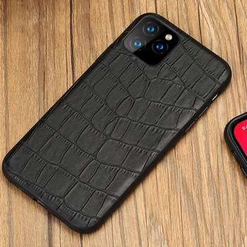 Īstas Ādas Tālrunis Lietā par iPhone 12 11 Pro Max Mini X XR XS 6s 7 8 Plus Krokodils Tekstūra tīrtoņa Krāsu Mīkstā seguma