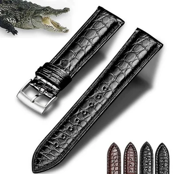 Īstu Amerikāņu Krokodila Ādas Pulksteņu Siksniņas Aligators Ādas Skatīties Joslas Rolex Omega IWC DW 12mm 14mm 16mm 18mm 20mm 22mm