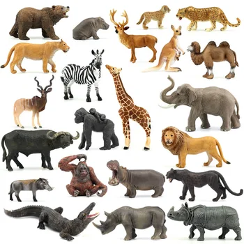 Īstu džungļu savvaļas saimniecības Zooloģiskā dārza dzīvnieku komplekti, lauva, tīģeris hippo rhino zilonis warthog figūriņas bērniem, mācību rotaļlietas bērniem dāvanu