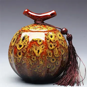 Ķirbju Stila Tējas Jar Keramikas Tējas Barelu Melnā Tēja Noslēgtās Tvertnes Uzglabāšanas Tvertnes Puer Teacaddy 5 Krāsas Pēc Izvēles Onsale