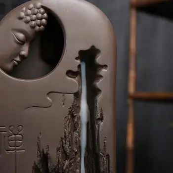 Ķīnas Budas Vīraks Degļa Turētājs, Dūmu Ūdenskritums Vīraka Turētājs Keramikas Roku Darbs Vīraka Kvēpināmais Trauks Budistu Mājas Biroja Apdare