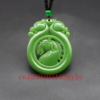 Ķīnas Dabas Green Jade Zirgu Kulons, Kaklarota, Double-sided Dobi Cirsts Šarmu Rotaslietas Modes Amuletu Vīriešiem, Sievietēm, ir Paveicies, Dāvanas