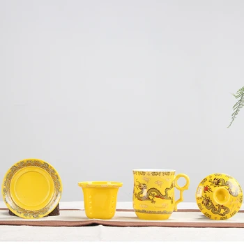 Ķīnas Dragon Tējas Tase Keramikas Krūzes un Krūzītes Ar Filtru Ķīniešu Kung Fu Drinkware Office Home, Zilā un Baltā krāsā Dzeršanu