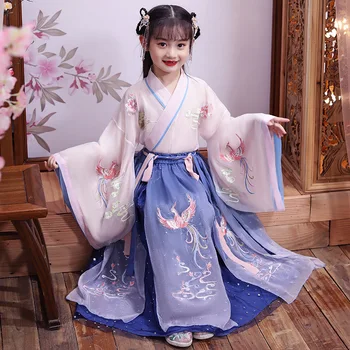 Ķīnas Hanfu Meitene Bērniem Cosplay Kostīmi Hanfu Ķīniešu Tradicionālā Kleita Meitene Tang Princese Uzvalks
