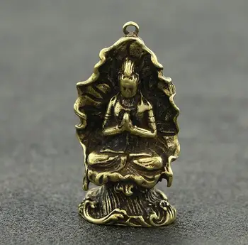 Ķīnas Kolekcija Kaiguang Tīra Vara Lotus Leaf Guanyin Kuan yin Bodhisatva Budas Statujas Mājas Rotājumi