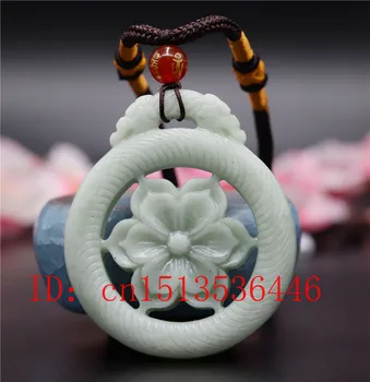 Ķīnas Lantian Nefrīta Zaļā Double-sided dobi ziedi, Kulons, Kaklarota Šarmu Juvelierizstrādājumu Modes Laimīgs Amuletu Dāvanu Sievietēm Vīrietis
