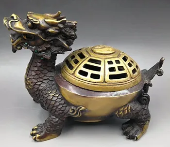 Ķīniešu Roku Cirsts misiņa tenkas pūķis bruņurupucis Vīraks degļu Statuja