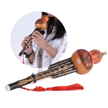 Ķīniešu Roku darbs Hulusi Black Bamboo Ķirbis Cucurbit Flauta Etniskās Mūzikas Instrumentu Taustiņu C ar Lietā Iesācējs Mūzikas Mīļotājiem,