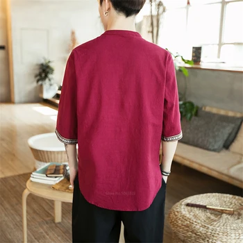 Ķīniešu Stila Krekli Pusi Piedurknēm Veļa Vīriešiem 2020New Tunika Top Tradicionālā Ķīniešu Apģērbi Vīriešiem Vintage Kungfu Apģērbu Blūze