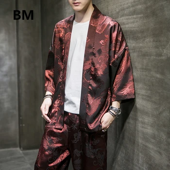 Ķīniešu Stila Uzvalks Pūķis Modelis Izšuvumi Plus Lieluma Gadījuma Sauļošanās Apģērbu Seno Stila Jaciņa Hanfu Plānas Bikses Vīriešiem