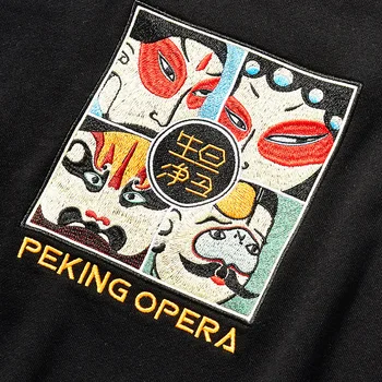 Ķīniešu stilā drāma Sheng Dan Jing Mo Chou izšūti džemperi, vīriešu apģērbi modes zaudēt lielu apaļu kakla T-krekls