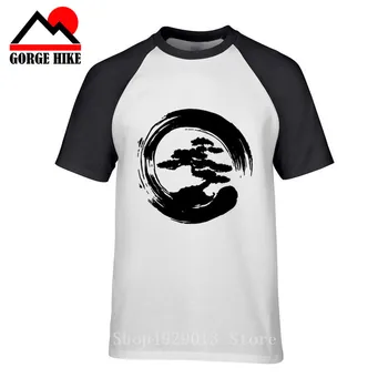 Ķīniešu tintes glezniecības stilu Vīriešu Tee Mijagi Darīt Karatē Bonsai Koku Enzo Apli Cobra Kai Retro Grafiskais T-Krekls kokvilnas t krekls