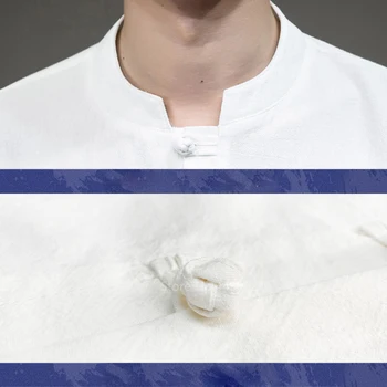 Ķīniešu Tradicionālā Lina Drēbes Vasarās Vīrieši Celtņa Izšuvumi Drukāt Raibs Harajuku Āzijas Modes Gadījuma Streetwear Top Krekls