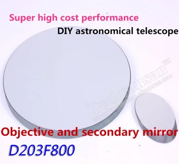 Ņūtons gaismu atstarojošu astronomisko teleskopu D203 F800 Sfēriskie spoguļi un sekundārie spoguļi D203F800 DIY astronomisko teleskopu