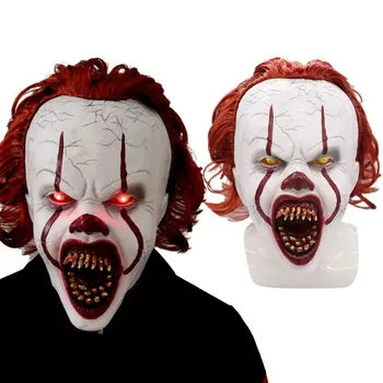 Šausmu Biedējošu LED Kvēlojošs Klauns Maska Masku Halloween Puse Lateksa Pilnās Sejas Maskas Pieaugušajiem