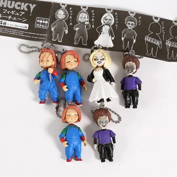 Šausmu Filmas Bērna Spēlēt Chucky Līgava Chucky & Son Lelle Keyring Keychain Kulons Skaitļi Rotaļlietas, 6pcs/komplekts