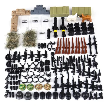 Šaušanas Spēle Armijas Ieročus Pack DIY Maza Daļiņa Celtniecības Bloku Piederumu Komplekts
