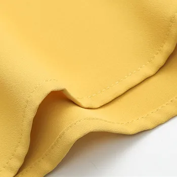 Šifona V Kakla Krekls Sieviešu Modes Vasaras Dzeltena Temperaments Tauriņu High-End Pusē Piedurknēm Blūzes Biroja Dāmas Ikdienas Darba Virsmām