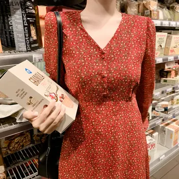 Šiks Modes Korejiešu Kleita Cute Preppy Stils Mežģīnes-Up Līnijas, V Kakla Vienu-Krūšu Pogu Krekls Kleitas, Vintage Vestidos