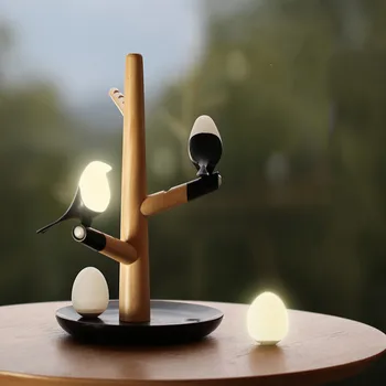 Žagata Putnu USB Lādētāju Nakts Gaisma Saprātīga Vibrācijas Indukcijas LED Galda Lampa Mazas Olas LED Gaismas Mājas Dekori Lampas Dāvanas