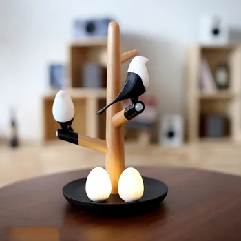 Žagata Putnu USB Lādētāju Nakts Gaisma Saprātīga Vibrācijas Indukcijas LED Galda Lampa Mazas Olas LED Gaismas Mājas Dekori Lampas Dāvanas