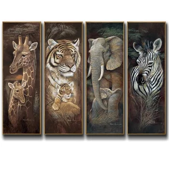 Žirafe Tīģeris, Zilonis, Zebra Art Audekls Drukāt Krāsošana Savvaļas Dzīvniekiem, Sienas, Picture Vecāku Bērnu Dzīvojamā Istaba Mājas Apdare Plakāts