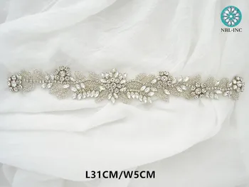 （1PC) Sudraba kāzu fāzēm kristāla rhinestone aplikācijas dzelzs par kāzu kleitu WDD1017